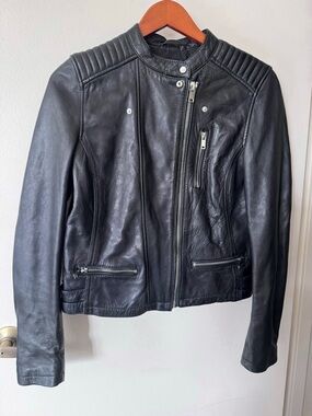 Zara Black Leather Moto Jacket